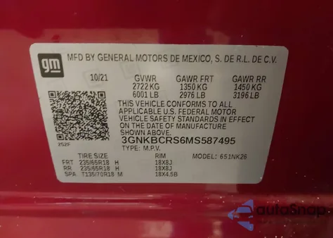 2021 Chevrolet Blazer Fwd 2Lt from USA, damaged, VIN 3GNKBCRS6MS587495